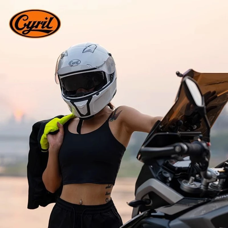 CYRIL Flip Up Motorcycle Helmet Open Face Helmet Double Lens Full Face Helmet High Quality Moto Cascos Motociclistas Capacete