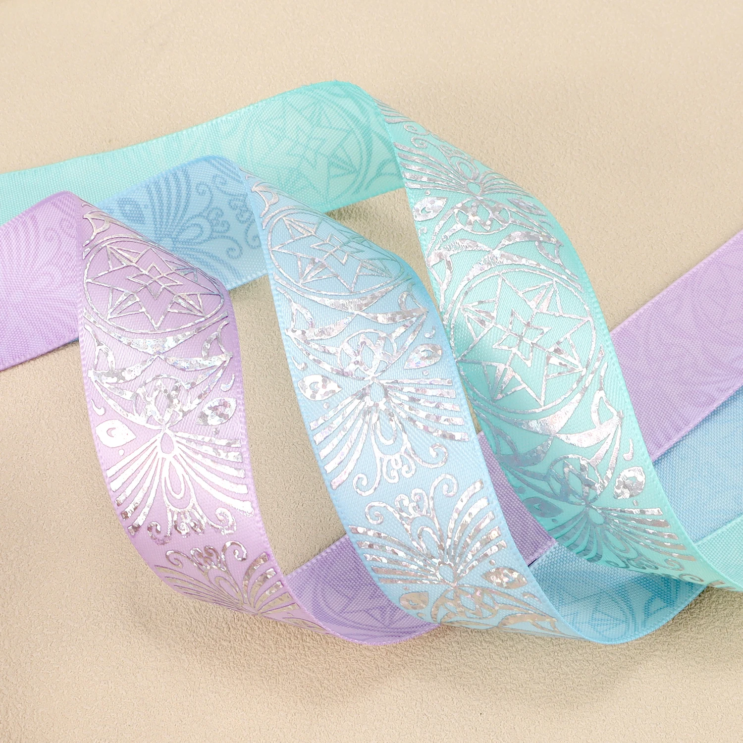 2,5 cm x 5 Yards Magisches Runen-Bedrucktes Einseitiges Satinband für Geburtstagsgeschenkverpackung, Blumenverpackung, Kuchendekoration – Detail 6