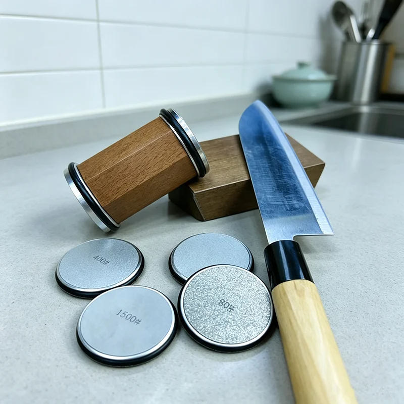 New Rolling Knife Sharpener Four-Sided Diamond Sharpening Stone Magnetic Angle Roller Kitchen Knives Sharpening Accessories view 2