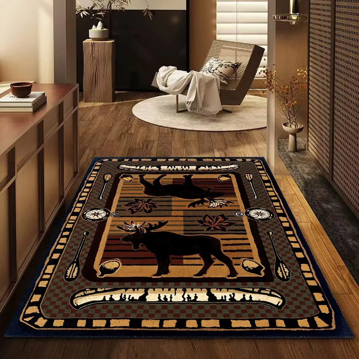 Retro American Living Room Rugs Decoration Bedroom Village Anti Slip Floor Mats Large Area Carpet Lounge Rug Nordic Mat Washable