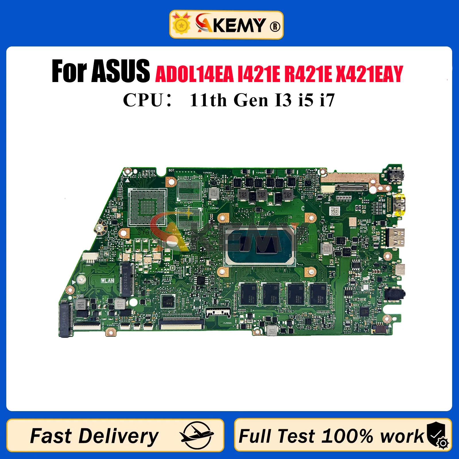 

X421EA Материнская плата для ноутбука ASUS VivoBook X421E ADOL14EA I421E R421E K433E S433E X421EAY Материнская плата с процессором 11-го поколения I3 i5 i7