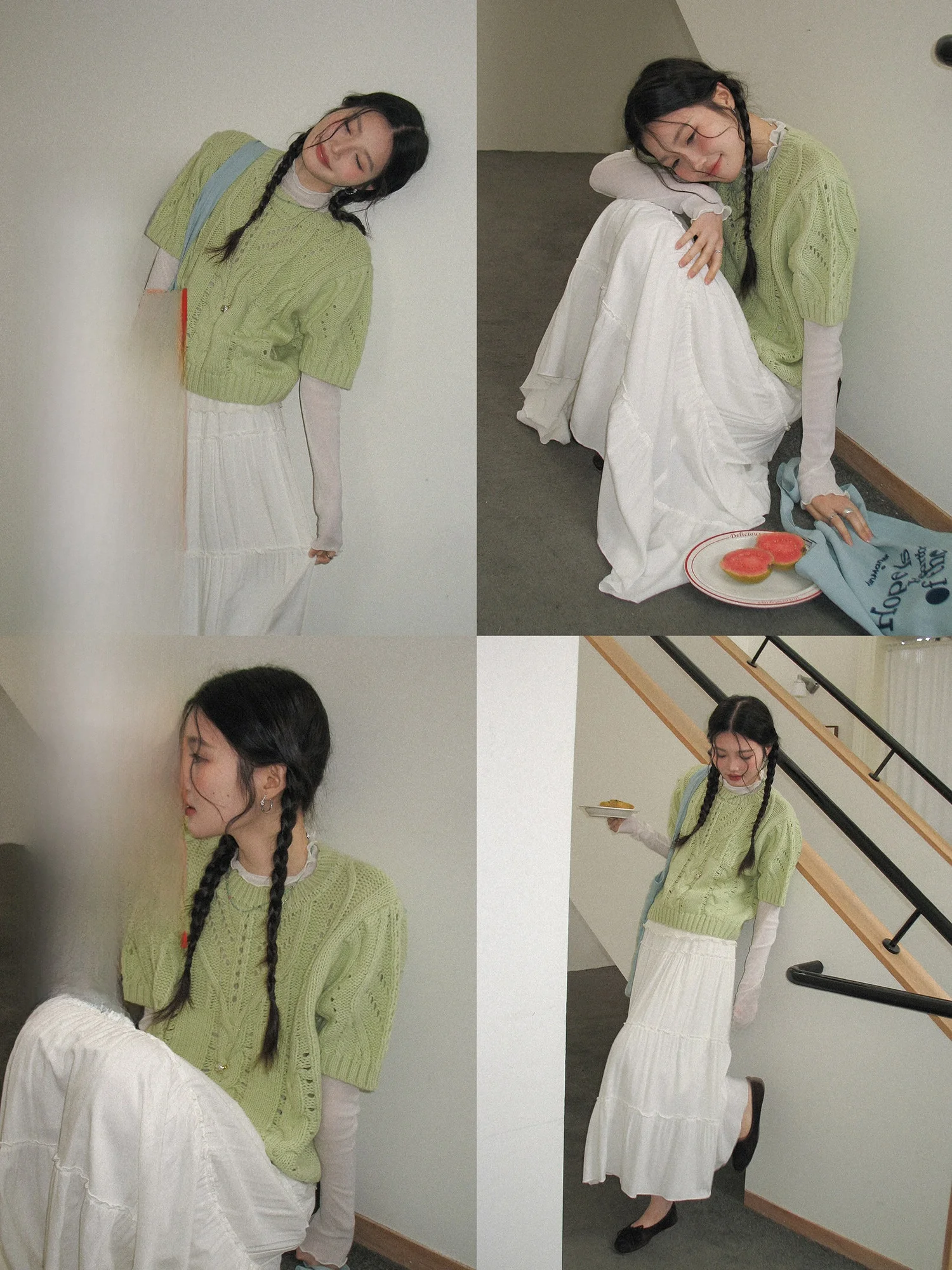 

Эффект похудения: Вязаный топ с коротким рукавом для женщин, свободного кроя, для многослойного ношения, нежный, утонченный, для ранней весны, мятный цвет.