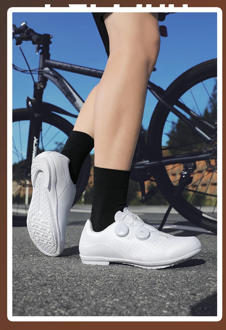 MTB Fahrradschuhe Herren 37-48 # Neue A7 Speed Radfahren Sneaker Cleat Pedal Frauen Flache Outdoor Rennrad Schuhe Selbstsichernde Weiß – Detail 15