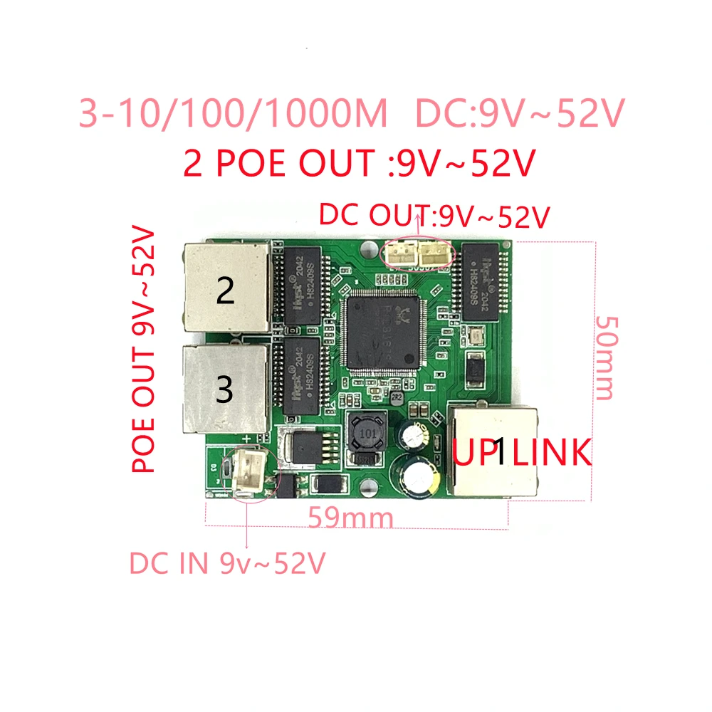 3 poe switch 10/100/100 0M 5 port gigabit Ethernet switch integrierte modul DC12V18V24V36V48V poe 12V24V36V48V 5 port 100 0M poe