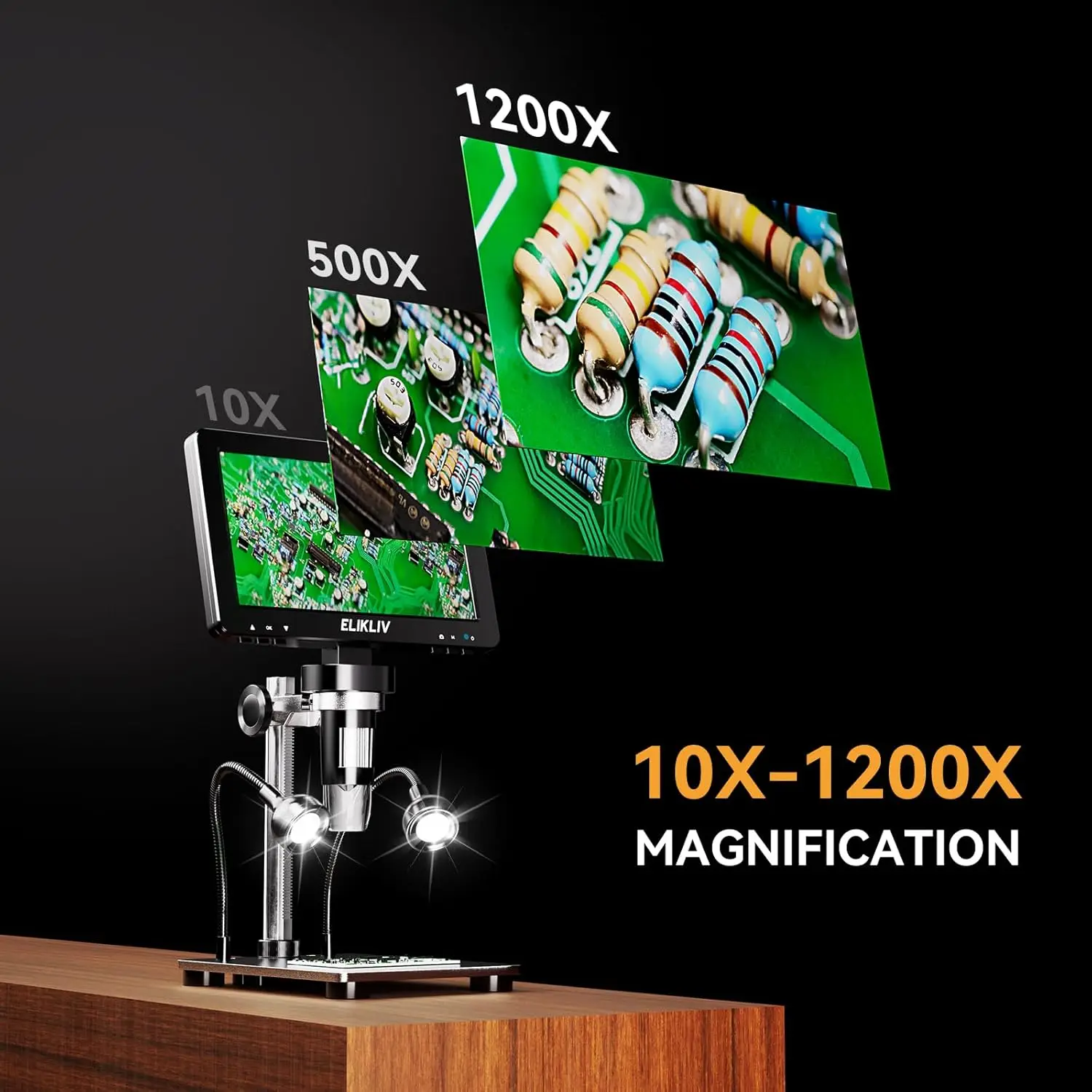 

7'' Digital Microscope 1080P Photo/Video Microscope 1200X 12MP 10 LED Lights Soldering Coins Microscope for Adults EDM9