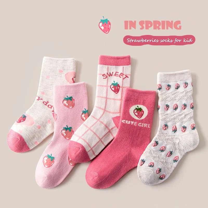 

Children Socks 5 Pairs Girls Flower Socks Spring Soft Warm Thick Thermal Crew Socks Kids Cozy Gift Socks for Baby Toddlers