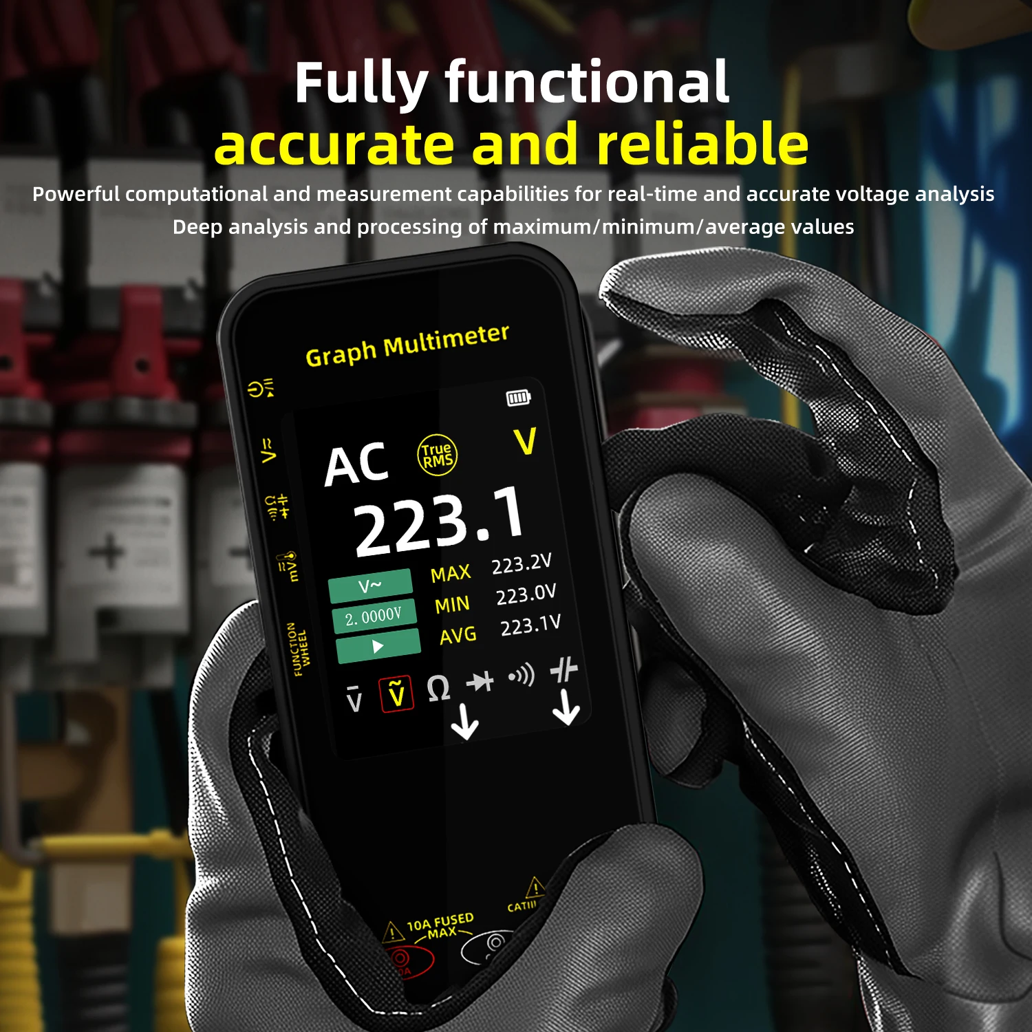 GRAPH Digital Multimeter, Voltage Waveform Recording, Temperature Testing, Current, The Screen Can Be Rotated For Display view 7