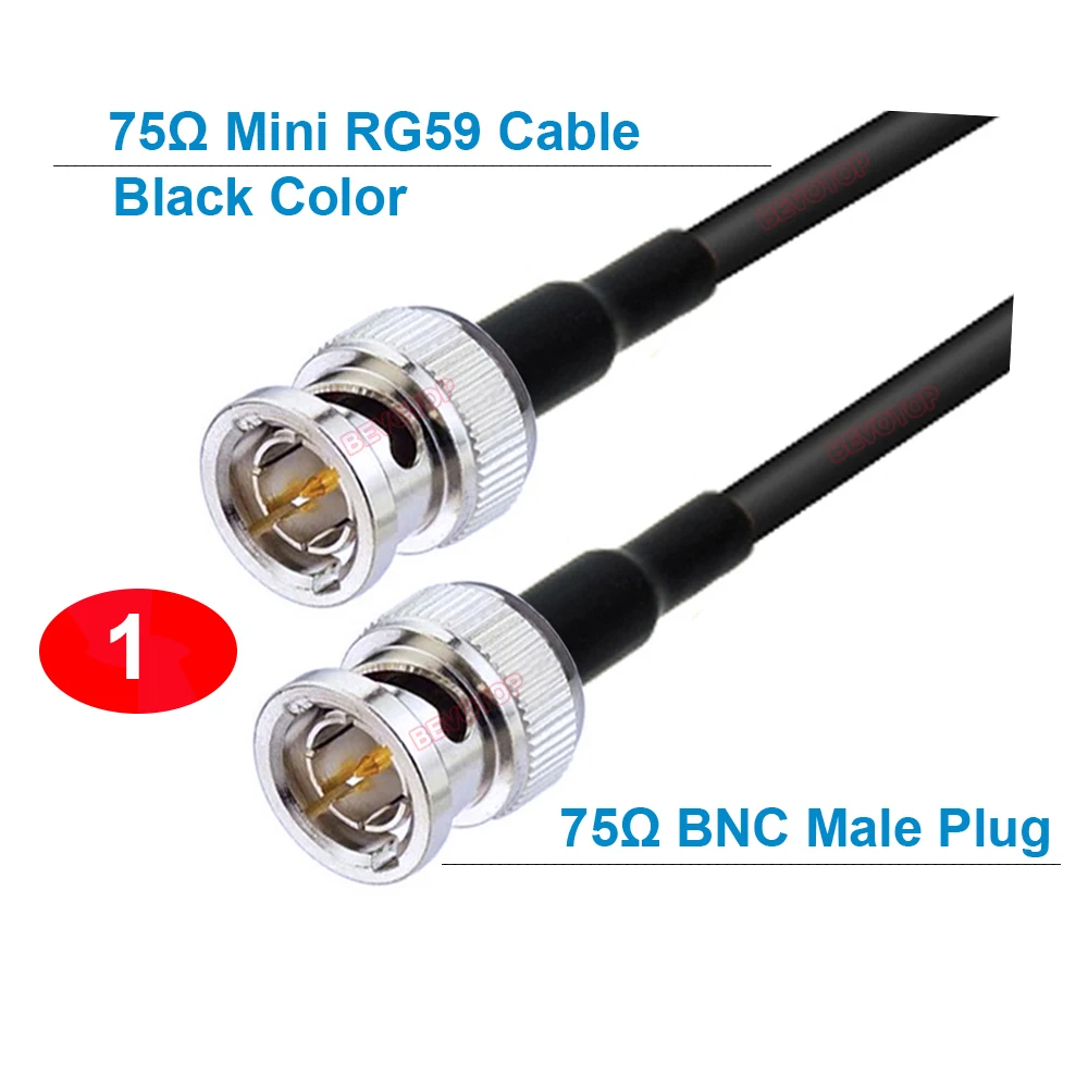 1PCS 75Ohm HD SDI BNC to BNC Male/ Female Black/Blue Mini RG59 Cable 75-2.5 1855A Pigtail for HD-SDI/3G-SDI/4K Video Camera CCTV