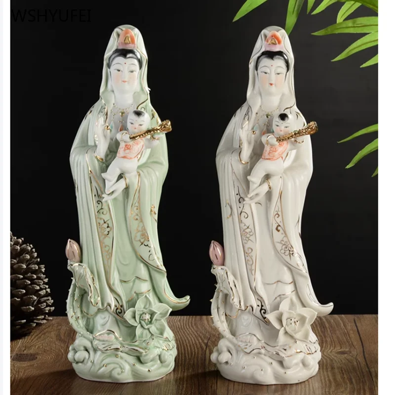 

Ceramic statue of Guanyin Bodhisattva seeking his son Home furnishings Goddess of the Goddess of Giving Birth Home offerings