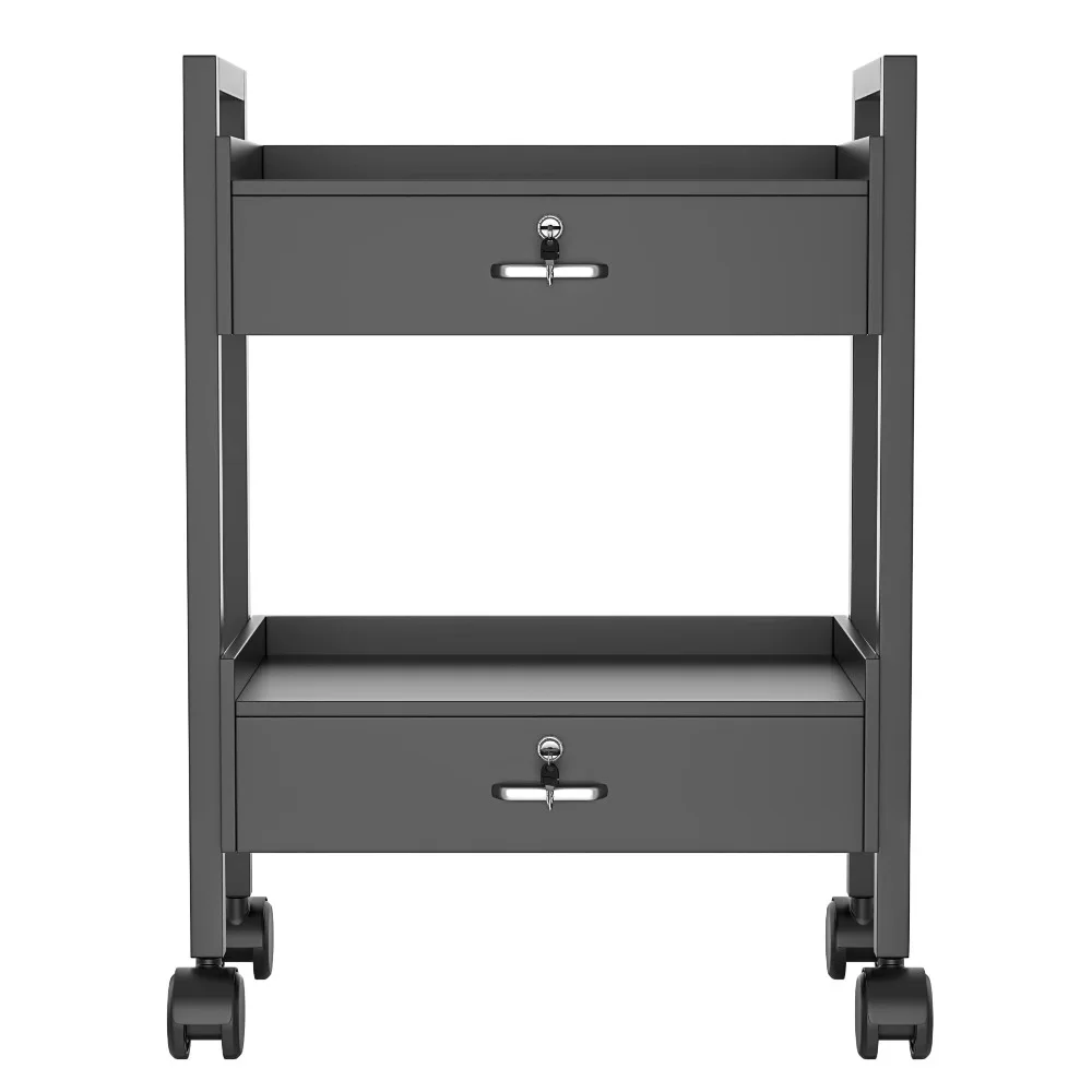 Salon Beauty Cabinet Cart Trolley 2-Layer Rolling Storage Drawer Organizer Wheels Lockable Tool Salon Station Barber