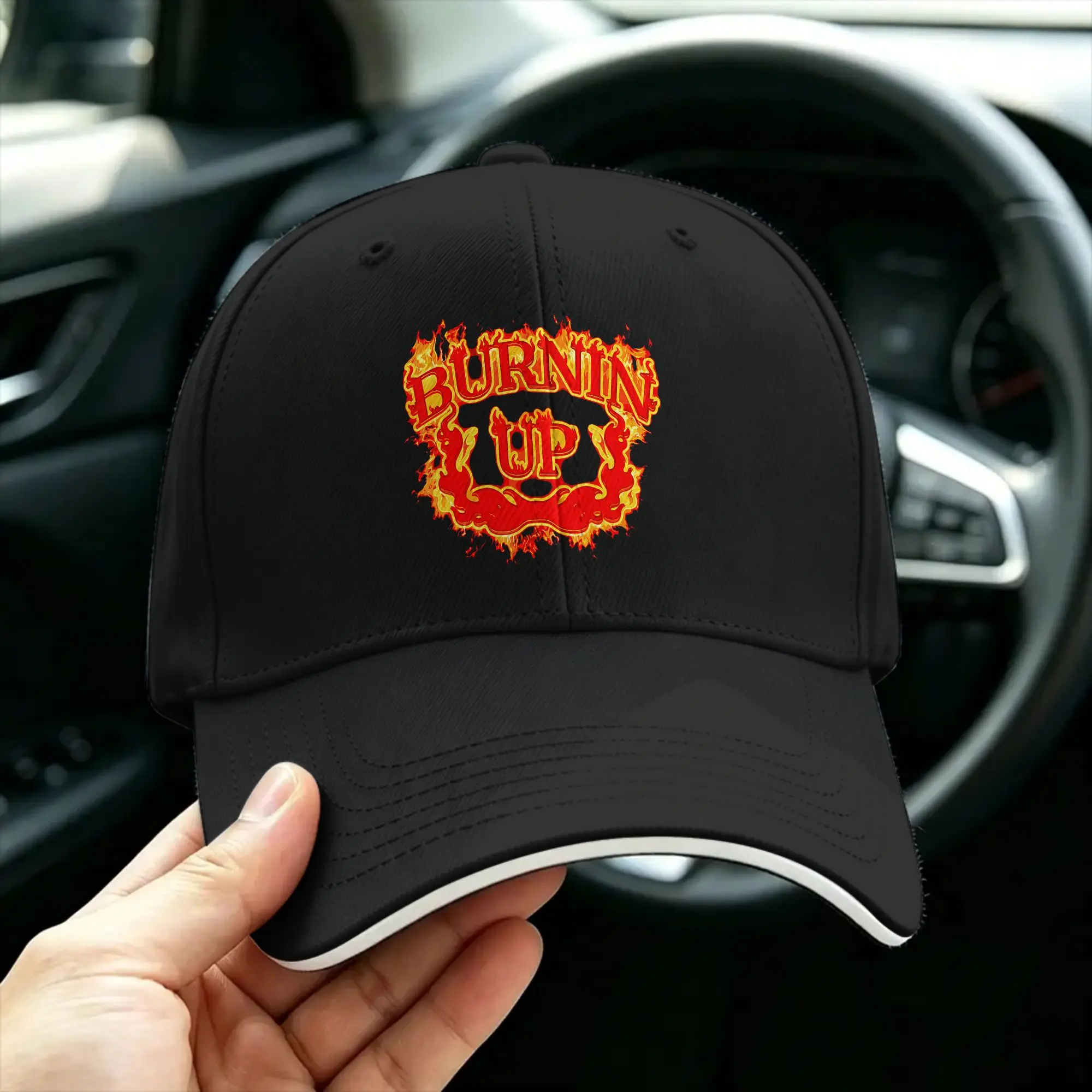 Burnin Up Vintage Flames Baseball Cap  Trendy Trucker Hat Spring Female Male Tennis Skate Baseball Caps