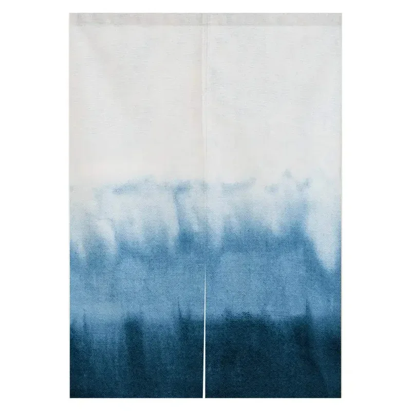 VIKAMA Indigo Dyed Japanese Noren, Bohemian Ethnic Style Room Divider for Bedroom Kitchen Entrance, Privacy Door Curtain