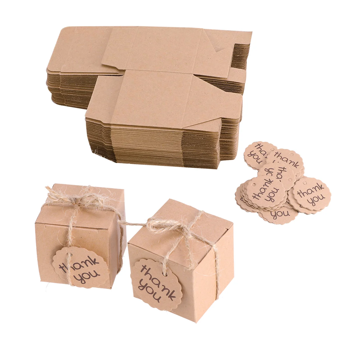 20pcs/ 10 Sets Creative Kraft Paper Boxes With Candy Packaging Gift Treats Goodies Boxes Party Supplies ( Square )