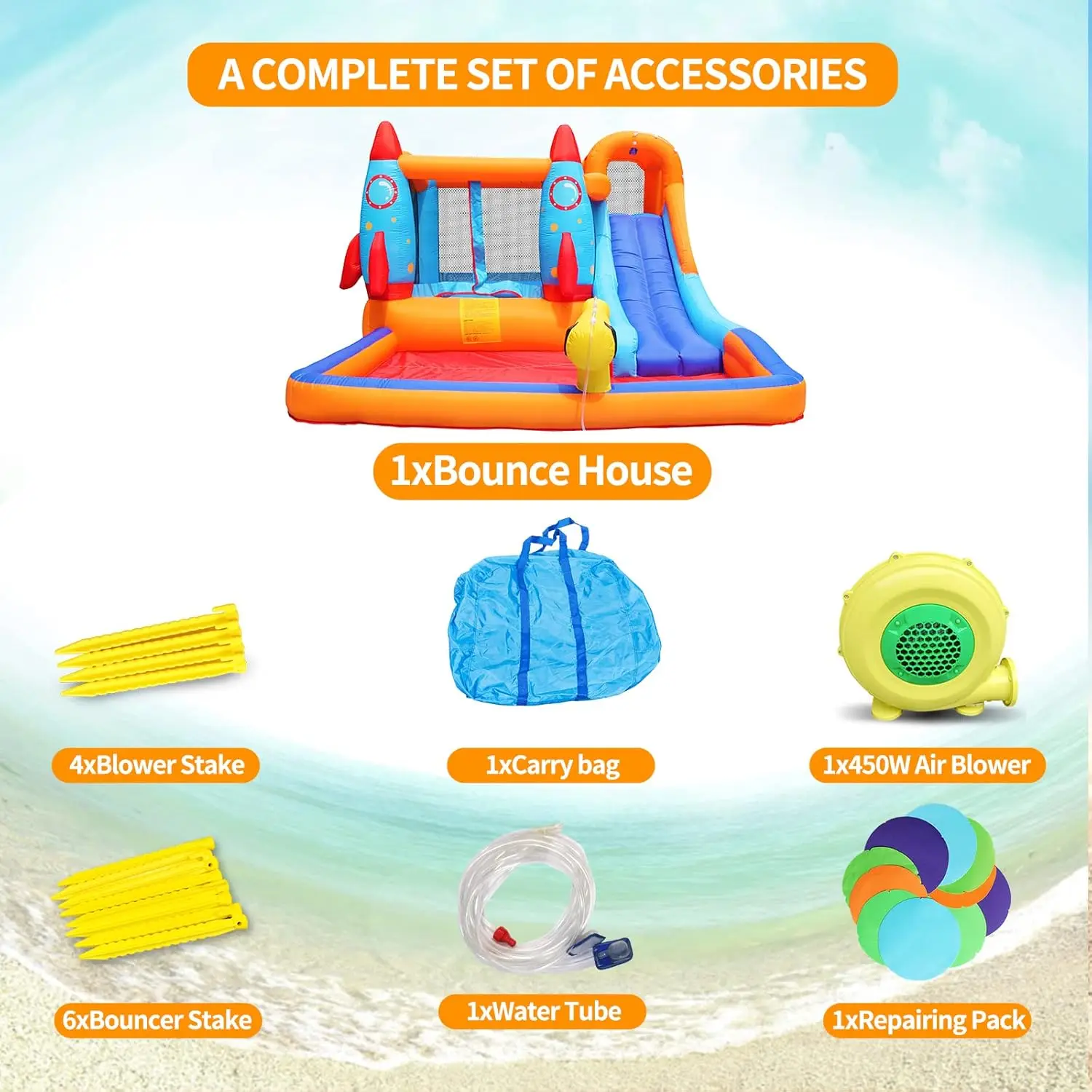 Toboggan gonflable-maison de rebond pour enfants, château gonflable pour enfants en plein air, maison de rebond d'eau avec toboggan, Par d'eau gonflable