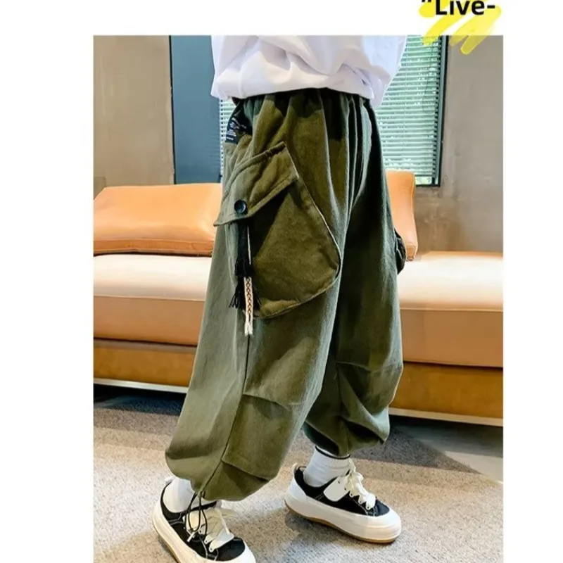 Spring & Autumn Boys Pants Children\'s Cargo Pants Casual Sweatpants  Boys Fashion Children\'s Clothing Pockets Pants Harem Pants