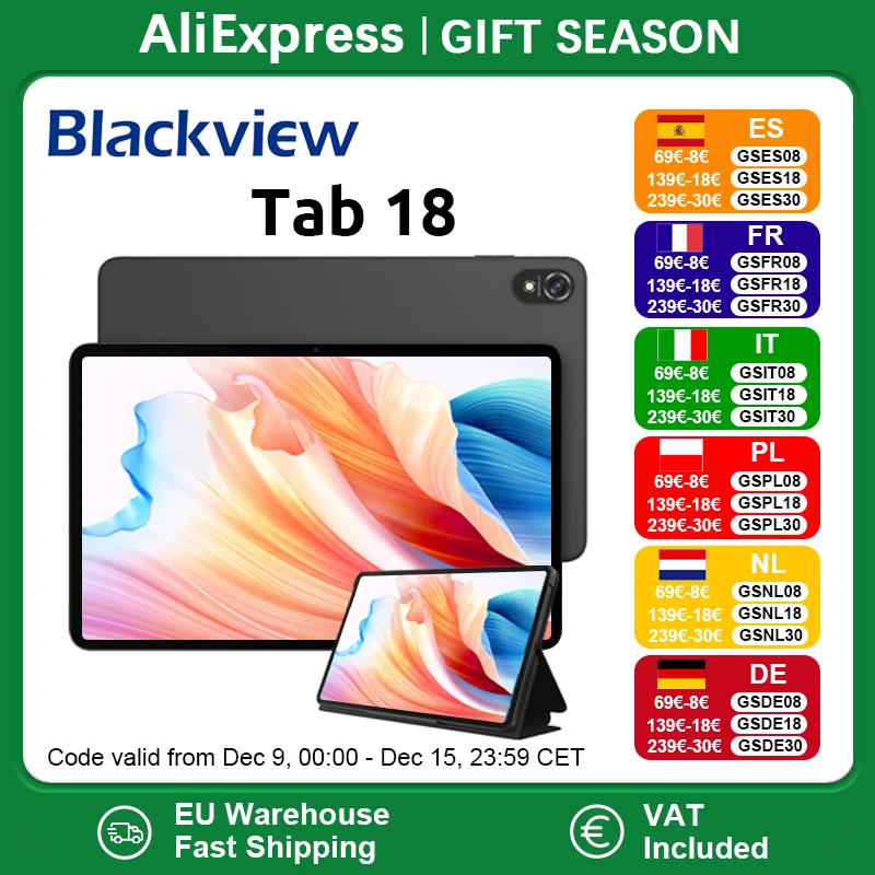 【New product】Blackview Tab 18 12-inch 2.4K Display MediaTek Helio G99 8/12GB+256GB 8800mAh Netflix HD Support Android Tablet P