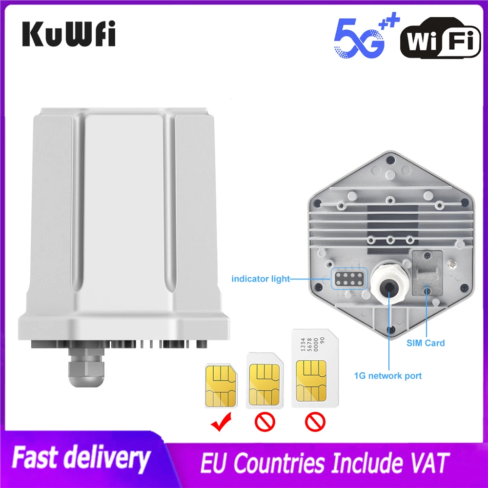 

KuWfi 5G Wi-fi марш рутизатор 300Mbps открытый беспроводной марш рутизатор NSA SA 4G/3G Wi-fi Hotspot с Sim-карты слот IP66 водонепроницаемый для IP камеры