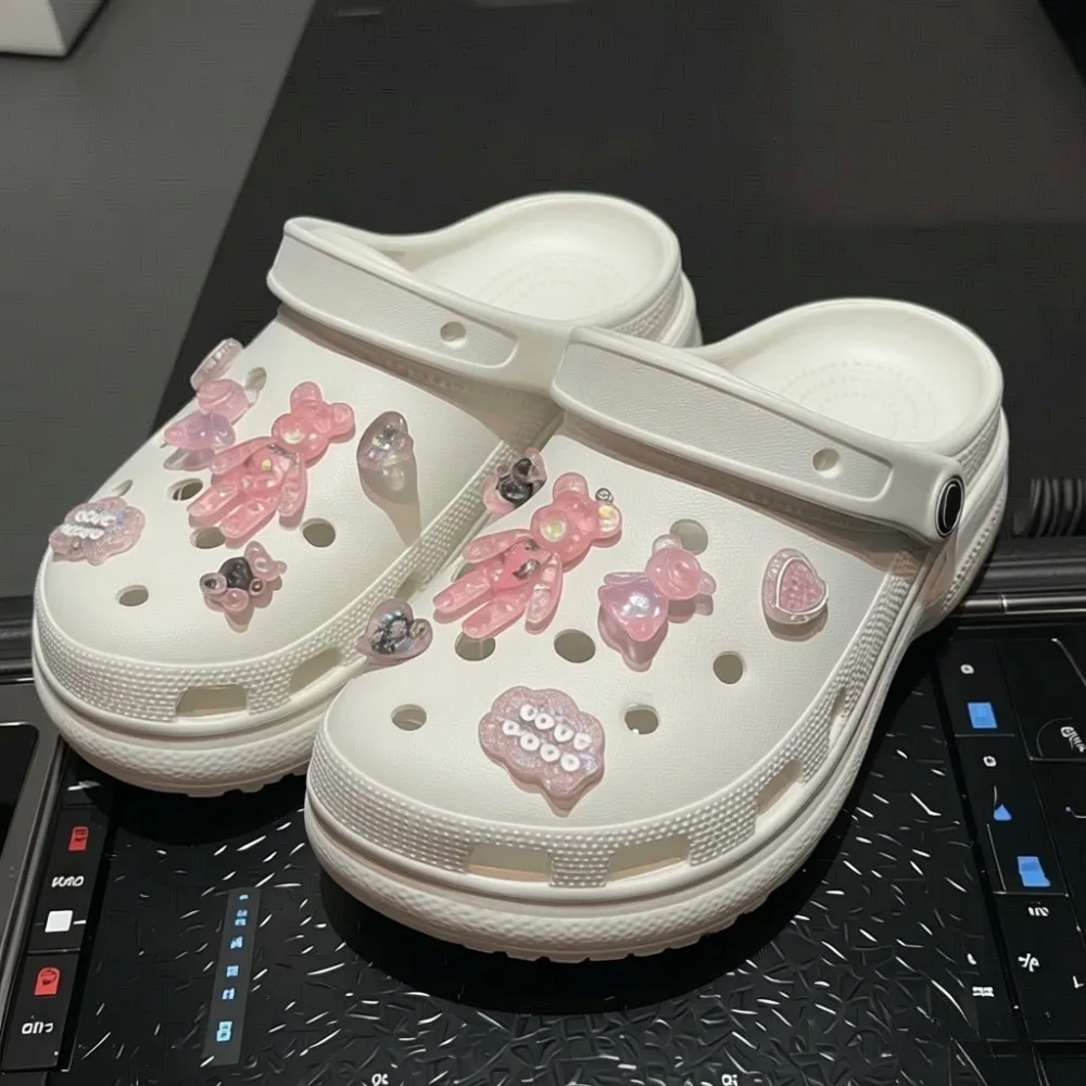 12Pcs Fashion Shoe Charms for Sandals Clogs DIY Accessories Set Cartoon Cute Bear Personalized Shoes Decoration