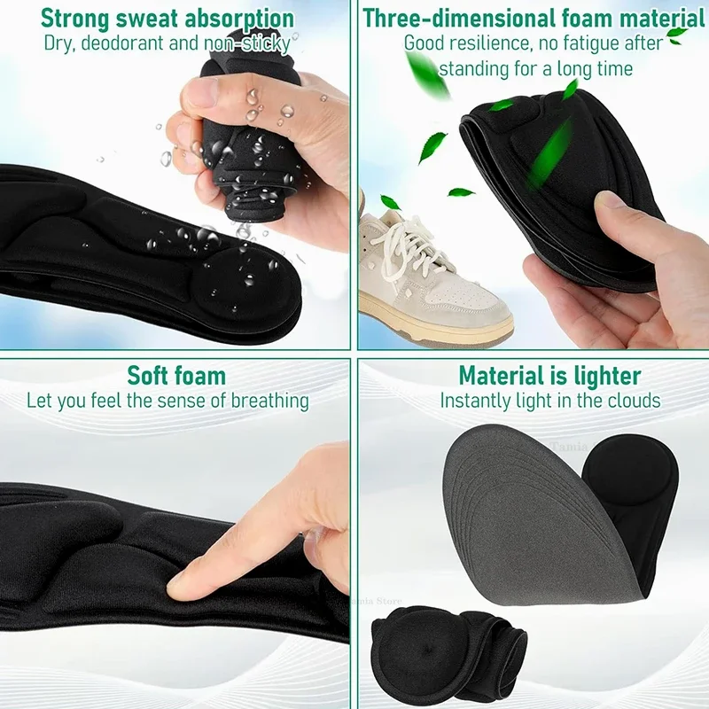 5D Memory Foam Massage Insoles Sport Running Breathable Soft Sole Insoles Orthopedic Arch Shoes Pad for Feet Care Cushion Insert