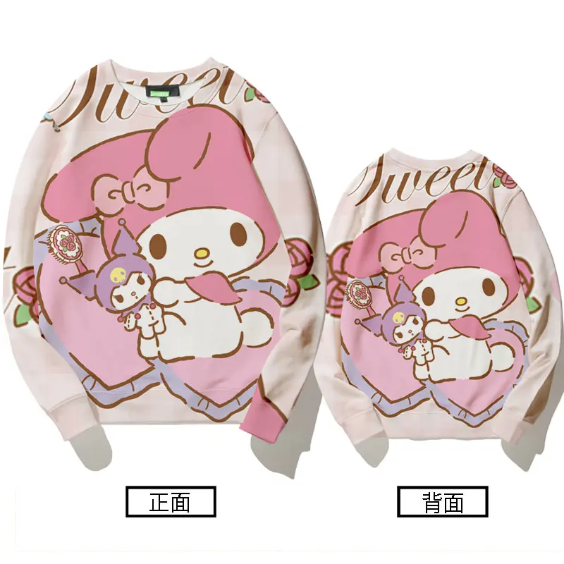 Sanrio Melody Co-name Crewneck Hoodie Women's Big Children's Coat Melody Animation Girls Loose Clothes Tide