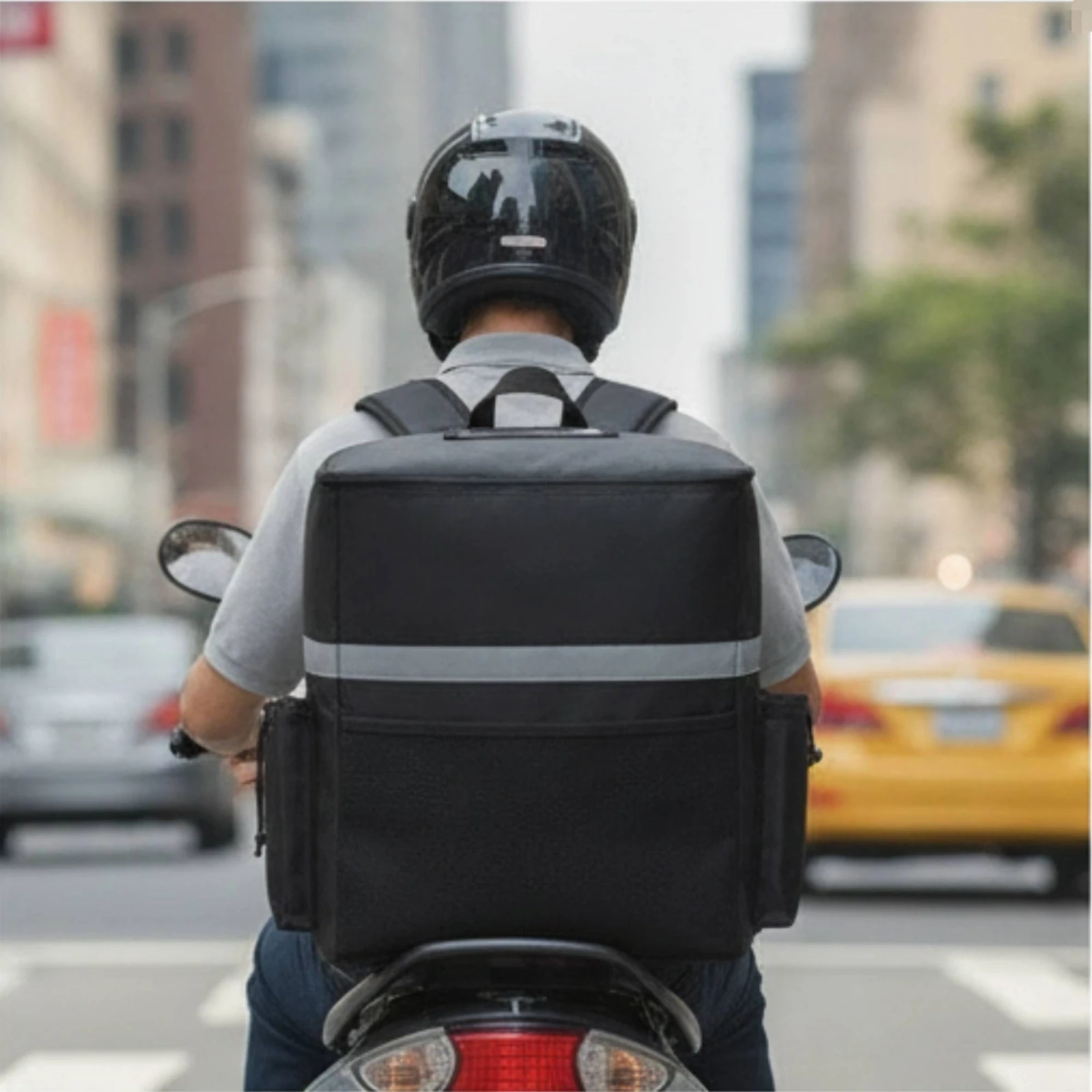 Food Delivery Backpack with Side Pockets Thermal Delivery Backpack with Frame Heavy-Duty Collapsible for Couriers