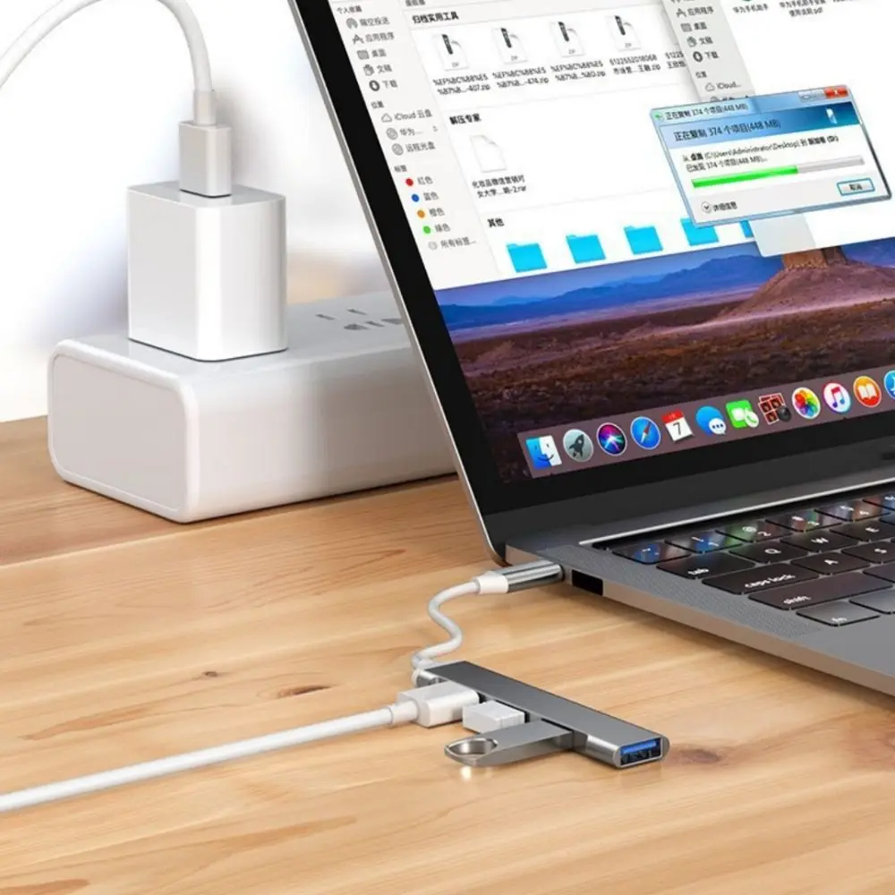 

4 Port USB 3.0 Hub Multiport High Speed Type C Splitter Stable OTG USB&Type-c Adapter for PC Computer Accessories Phone