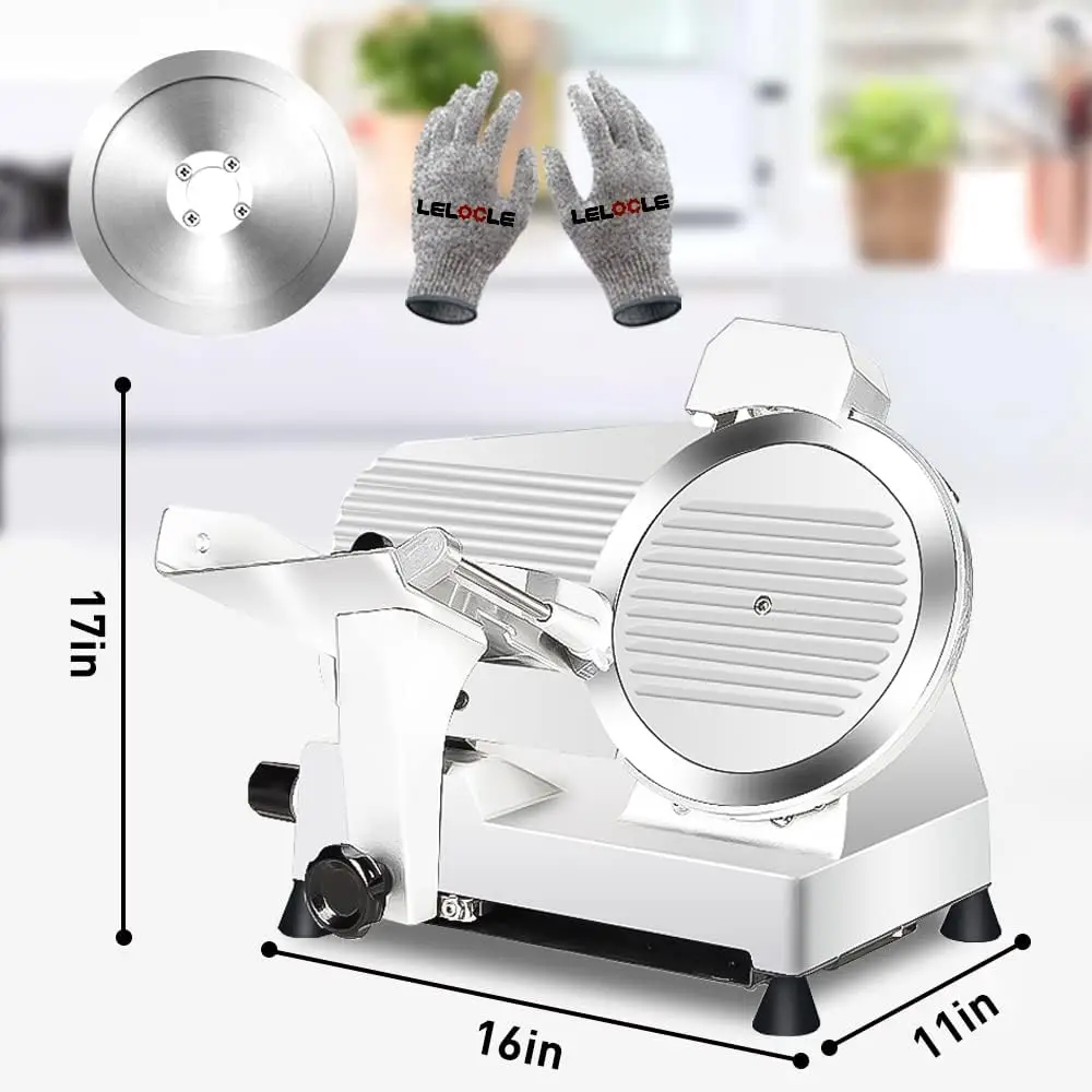 Commercial Meat Slicer,340W Frozen Meat Cheese Deli Slicer,10 inch Electric Food Slicer,Easy to Clean,Low Noises