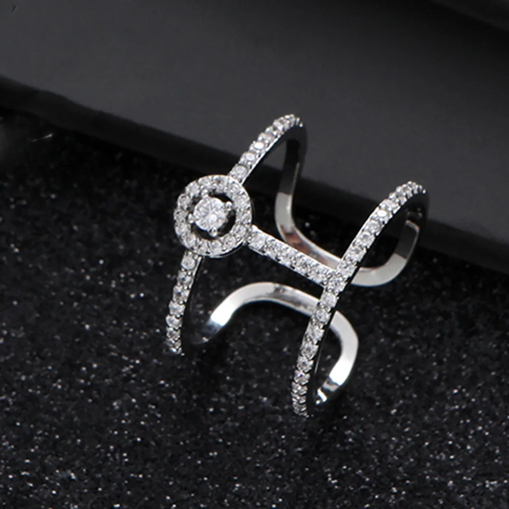 

HIBRIDE Simple and Versatile Everyday Focus Jewelry Women's Opening Adjustable Ring Dress Decoration Wedding Prom Party Gift R62