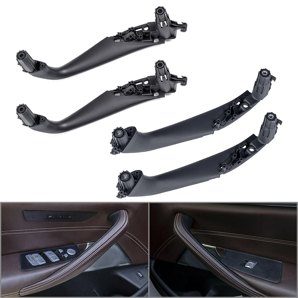 4Pcs/Set Car Interior Door Inside Handle Replacement For BMW 5 Series G30 G31 G38 520 530 i 2018 2019 2020 2021 Black ABS