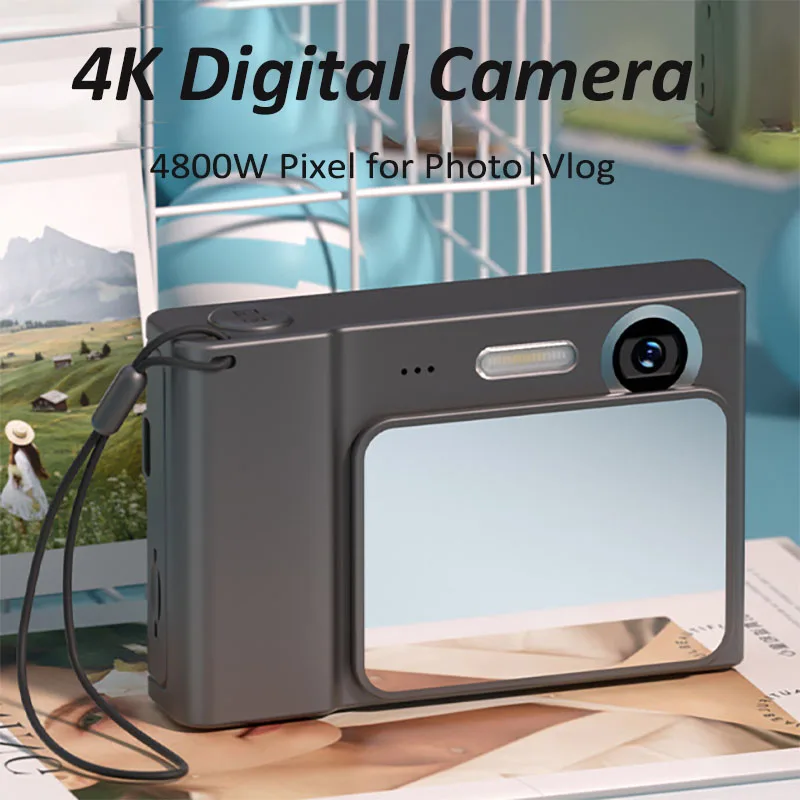 New 4K Digital Camera 48Megapixels Travel Cameras 1080P HD Cam for students Campus Selfie Entry-Level Photography Mini Retro CCD