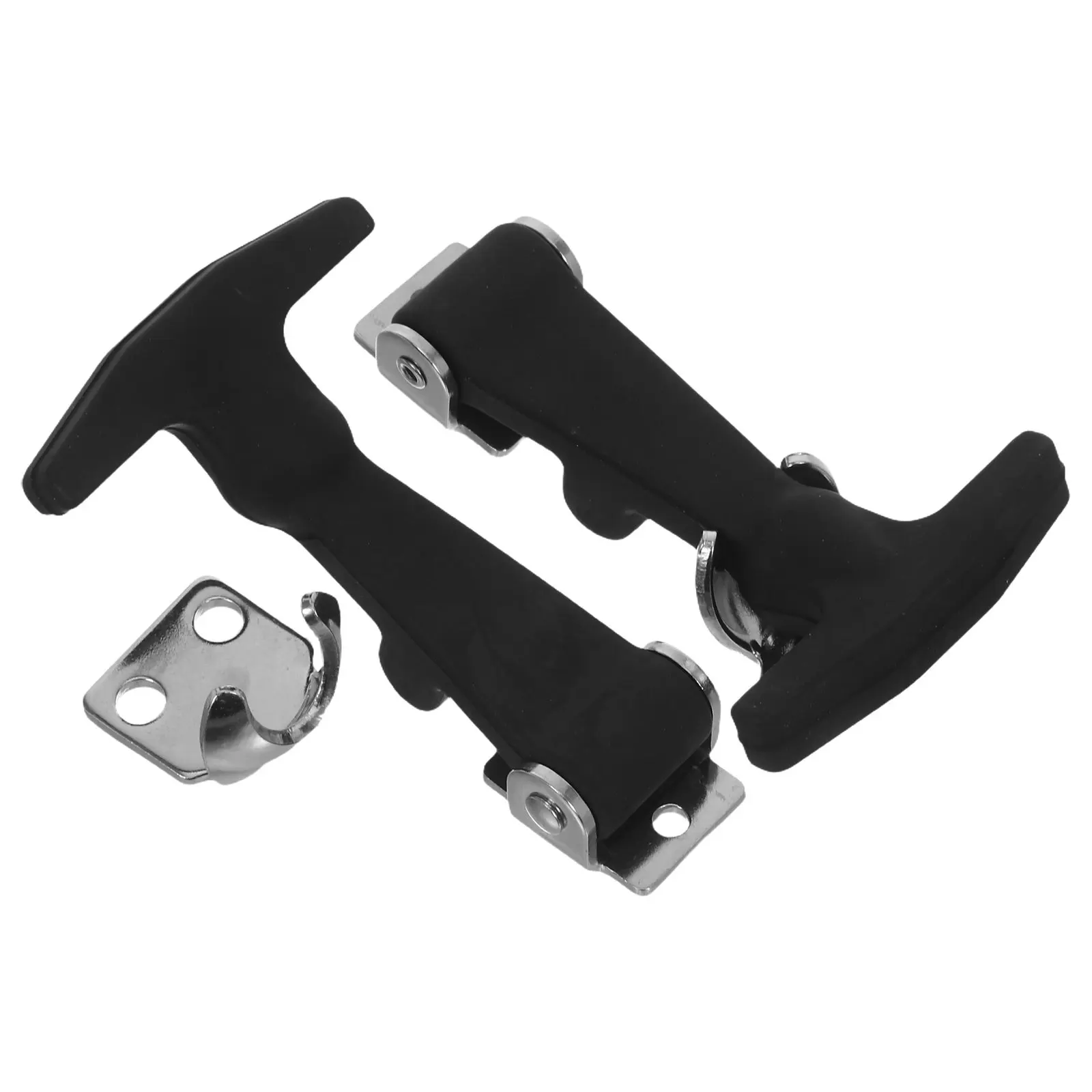 2Pcs Stainless Steel Rubber T-Handle Draw Latch Shock Absorbing Buckle Lock for Vehicle Engine Hoods Tool Box Cooler Insulation