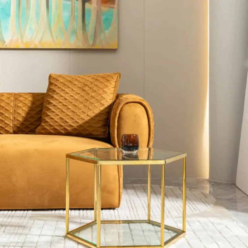 طاولة وحدة تحكم حديثة على الطراز الشمالي مع ارتفاع قابل للتعديل وسهلة التنظيف من الزجاج والفولاذ المقاوم للصدأ لاستخدام فندق غرفة المعيشة