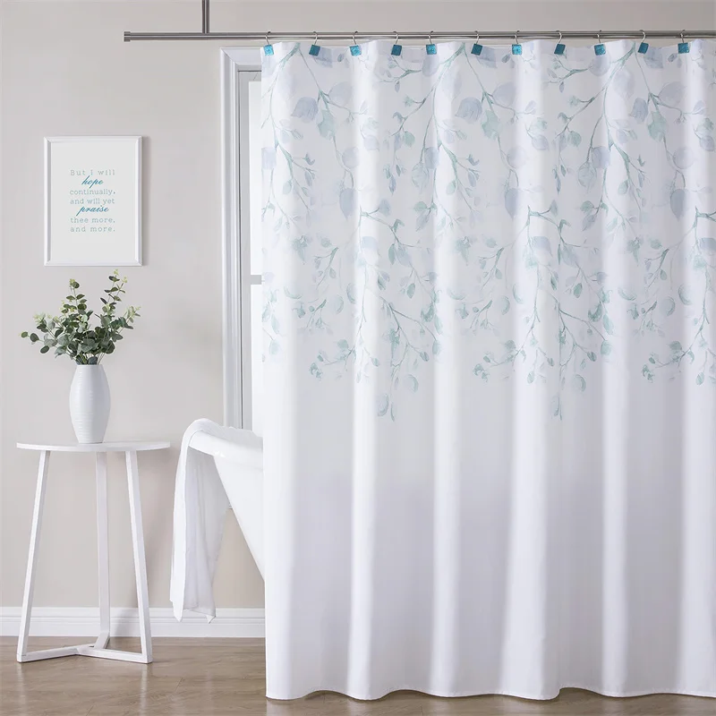 Central Park Leaves Blue Shower Curtain Liner Waterproof Print Floral Shower Curtain For Bathroom Spa Hotel Decor Bath Curtain