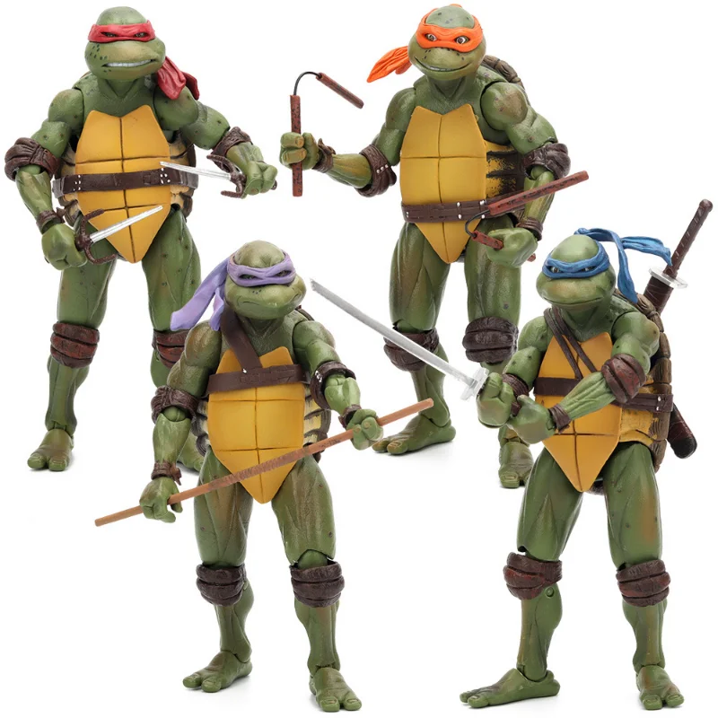 NECA Teenage Mutant Ninja Turtles 1990 Movie Version 7-inch Action Figure Collection Children's Gifts 4pcs 2023