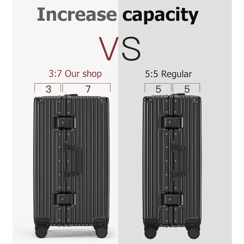 حقيبة أمتعة بعجلات دوارة ذات إطار من الألومنيوم كبيرة جدًا مقاس 30 بوصة، عجلات قابلة للإزالة بدون سحاب مع حقيبة فحص #2