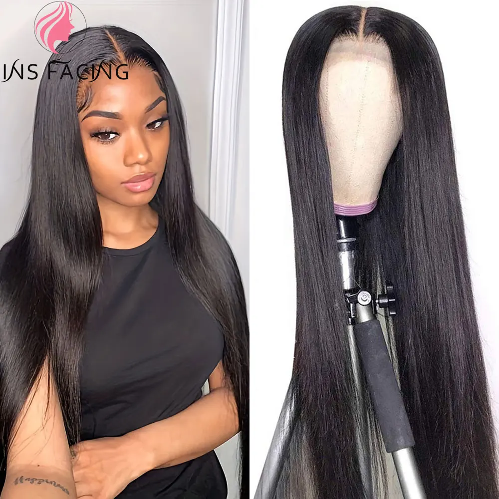 

INS FACING Straight Lace Frontal Wig for Women 13x4 Transparent Brazilian Human Hair Wigs 150 density Lace Front Wig Human Hair