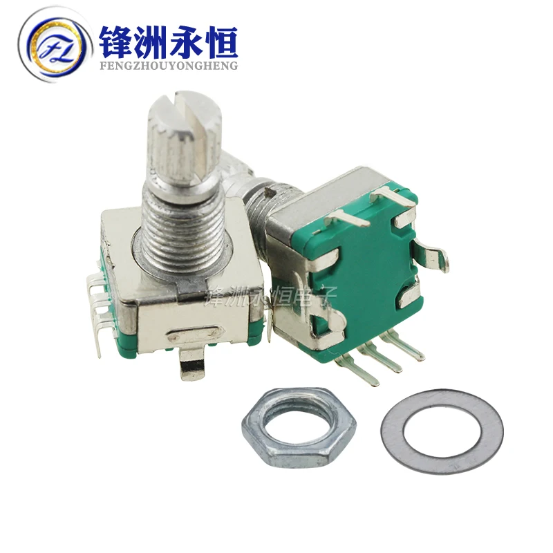 5PCS/LOT 20 Position 360 Degree Rotary Encoder EC11 w Push Button 5Pin Handle Long 15/20MM With A Built In Push Button Switch