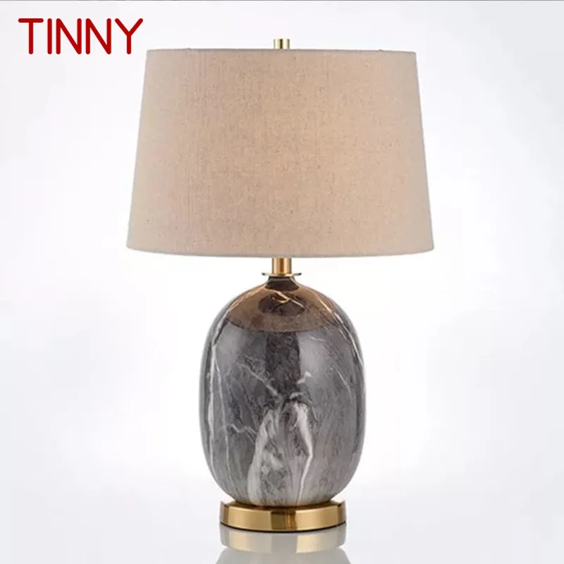 

TINNY Modern Ceramic Table Lamp LED Nordic Creative Grey Bedside Desk Light Decor for Home Living Room Bedroom