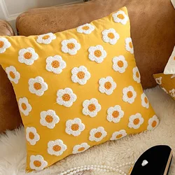 45x45CM Daisy Embroidered Throw Pillow Cover Nordic Simple Stamping Waist Cushion Cover Decor Home Decorative Pillowcase