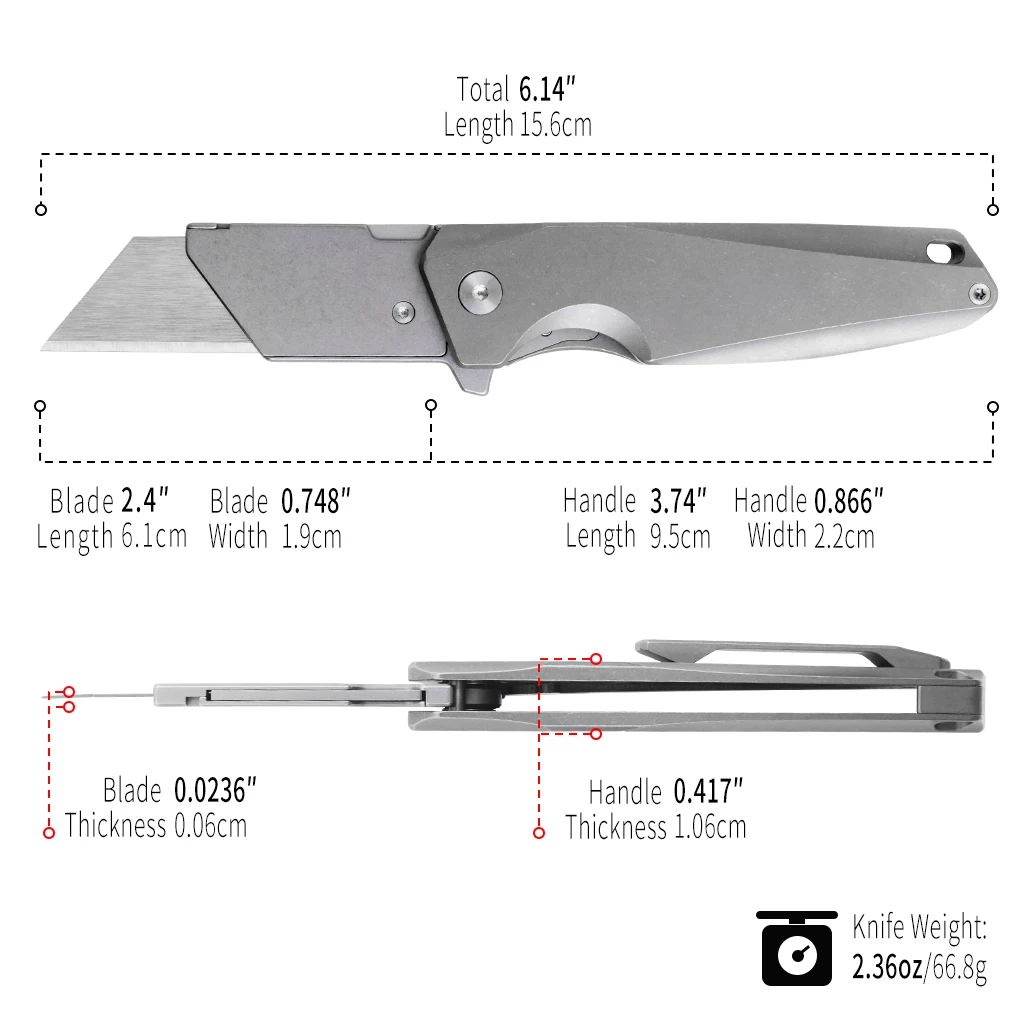 EDC knife. Titanium alloy folding knife. The blade can be replaced
