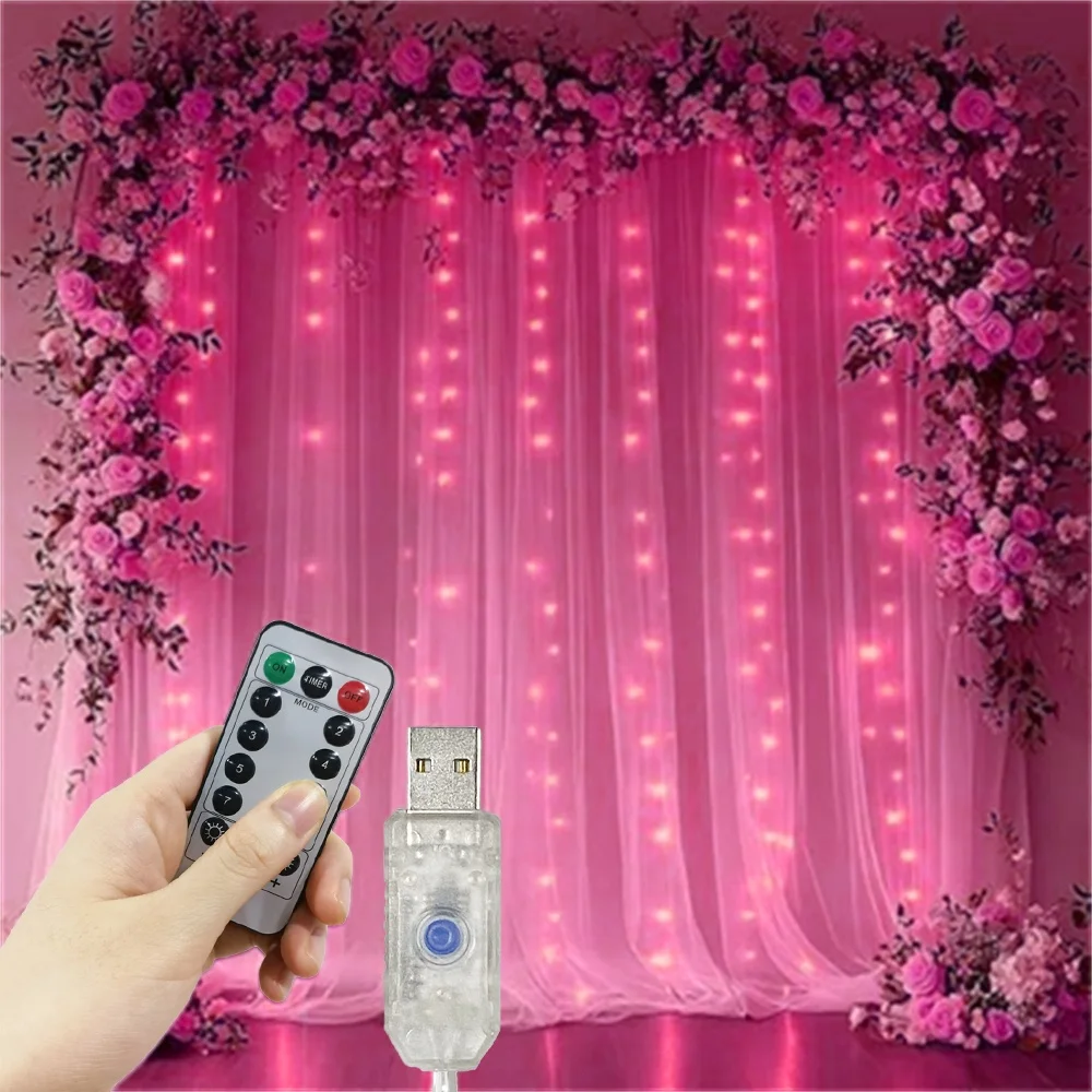 100-600LED Wedding Fairy Lights EID Mubarak Bedroom Valentine's Day Ramadan Home Decoration 2026 USB Curtain LED String Lights