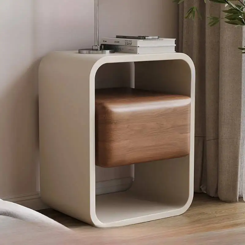 Open for Modern Bedside Minimalist Drawer & Nightstand Storage with Table Contrast Wood Bedroom Home Furniture