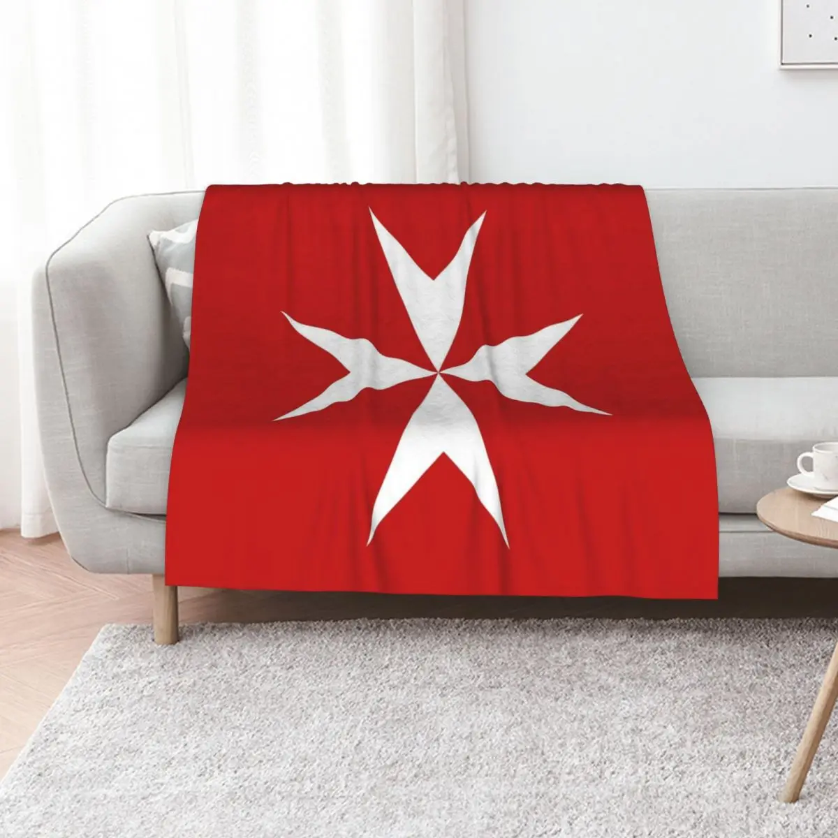 Maltese Cross Flag T-Shirt Throw Blanket Bed Heavy Cute Plaid halloween Comforter cosplay anime Blankets