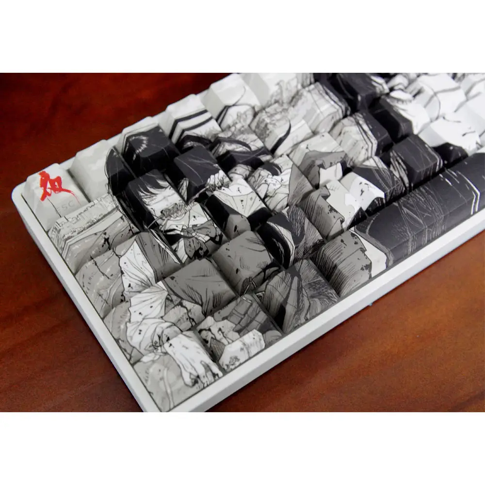 75 KEYS Makima Anime Keycaps PBT Keycap Chreey Keycaps Translucent Key Cap Dye-sub Mechanical Keyboard Caps for 64/68/71/108