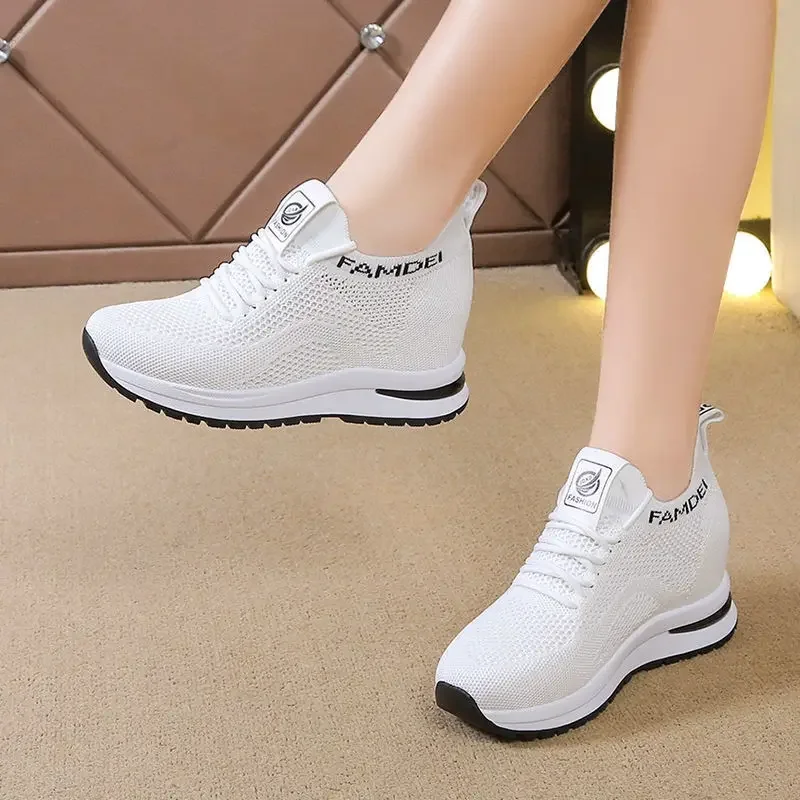 2024 Spring Autumn Increase Shoes for Women Fashion Breathable Mesh Platform Sneakers Female Casual Sports Tenis De Mujer