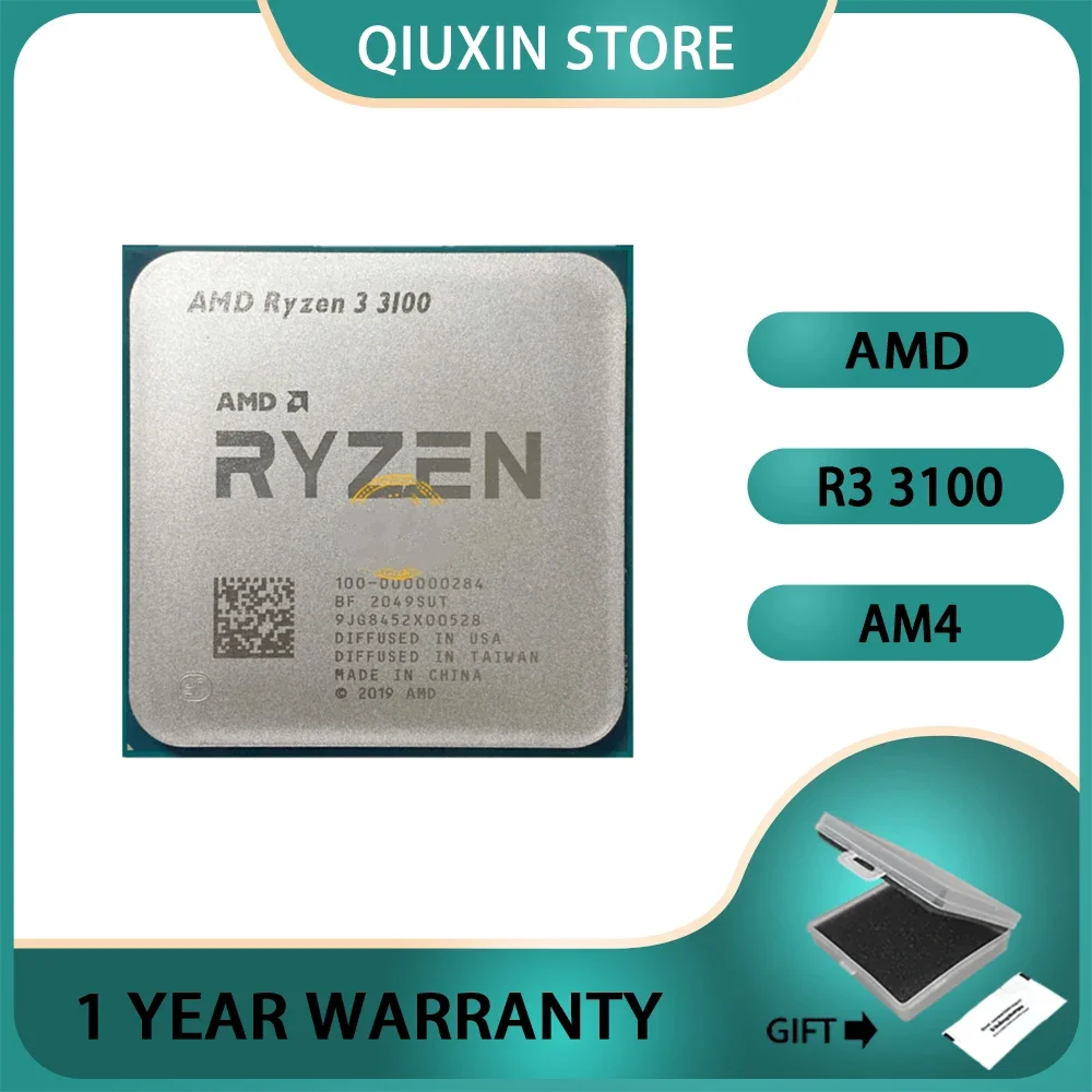 

AMD Ryzen R3 3100 R3 3100 CPU 3.6 GHz Quad-Core Eight-Thread 65W Socket AM4 Processor L3=16M 100-000000184