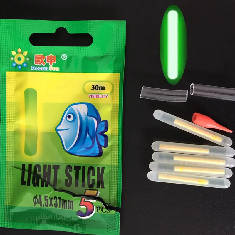 5/30pcs Fishing Glow Stick Night Fishing Glow Chemical Light Wand Green for Floating Easy To Position The Night Light Stick