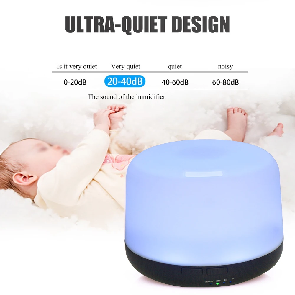The Perfect Gift 7-Color Changing Essential Oil Diffuser with Remote, 500ml, Silent Operation, Complete with 3 Relaxing Essentia