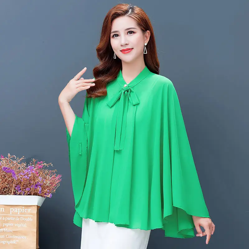 2022 Summer New Shawl Chiffon Sunscreen Clothes Women Lace Up Cloak  Thin Air Conditioning Cardigan Lady Poncho Capes