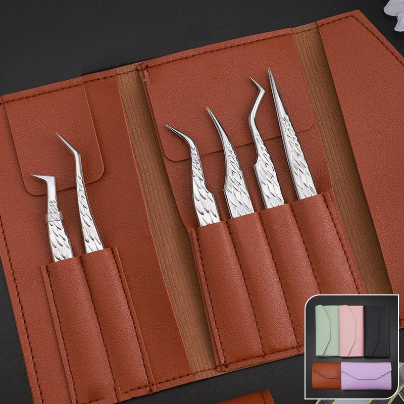 6-teiliges hochpräzises Pinzetten-Set für falsche Wimpern für Anfänger, gefälschte Wimpernverlängerung, individuelles gebogenes Streifen-Nagelkunst-Make-up-Werkzeug